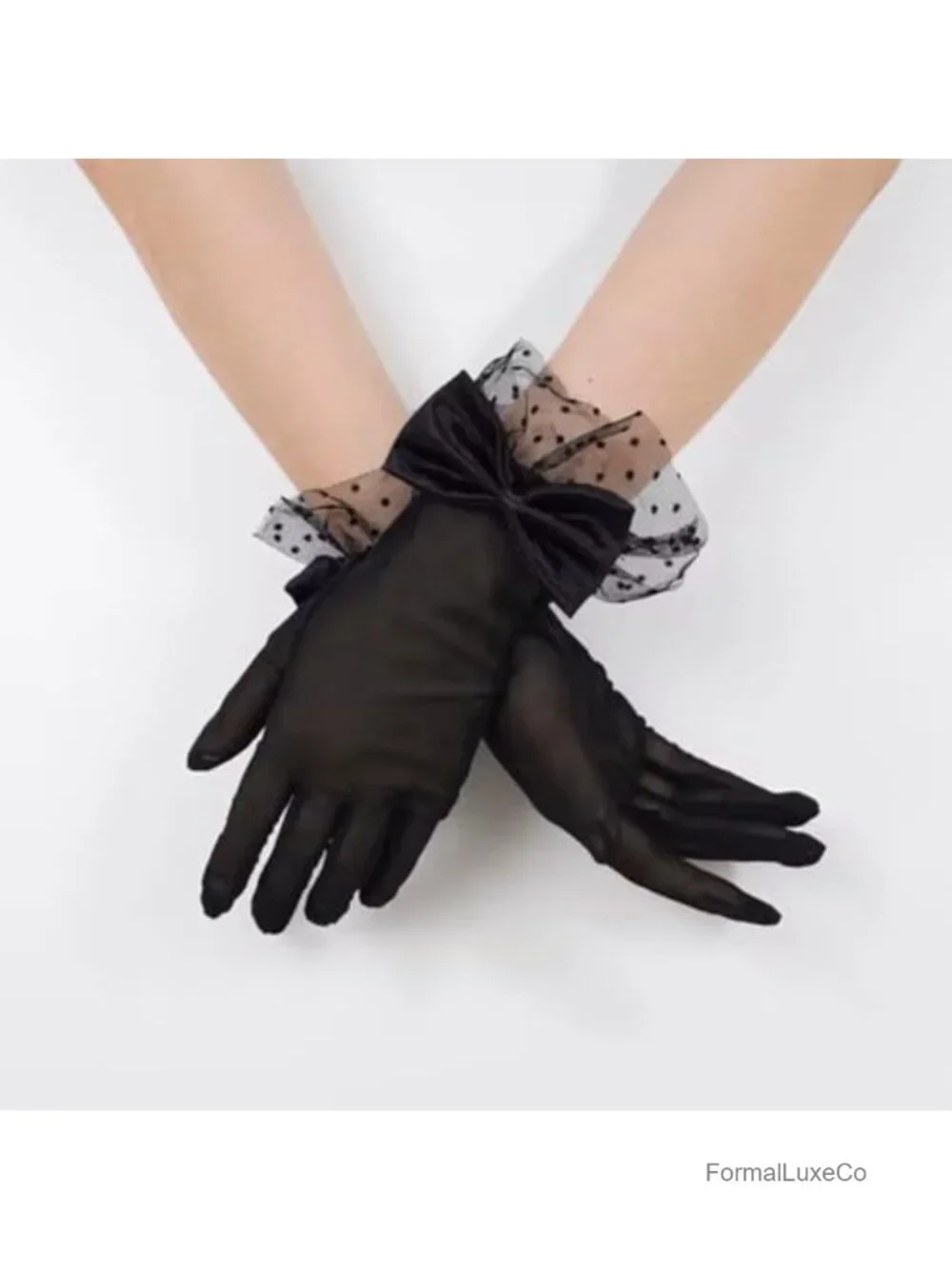 Black Lace Gloves Wedding Tea Party 1950s Accessories Nylon Spandex